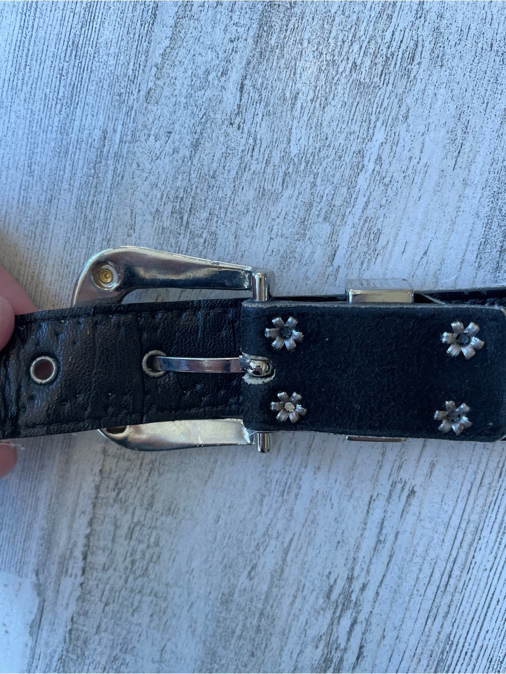 Vintage Black Belt Leather with Gold and Silver Studs Western Cowgirl EUC - Picture 5 of 9